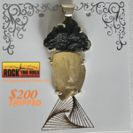 Pendent - Moldavite + Libyan Desert Glass