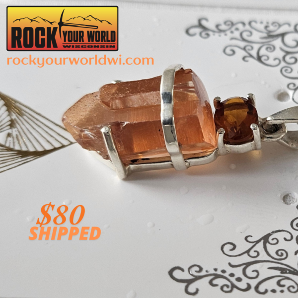 Pendent - Tangerine Quartz + Brandy Citrine