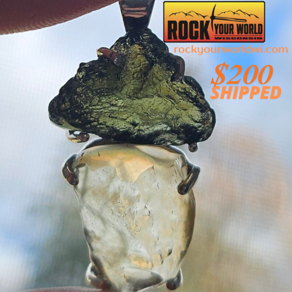 Pendent - Moldavite + Libyan Desert Glass